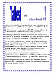 English Worksheet: tallest-shortest