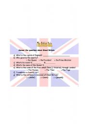 English worksheet: british quiz