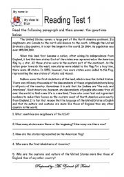 English Worksheet: reading test