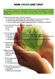 English Worksheet: How green are you