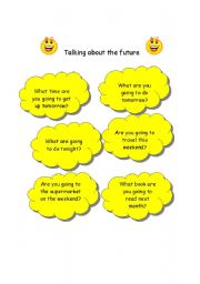 English Worksheet: warm up to talk about the future