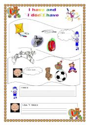 English Worksheet: i have and i don`t   have