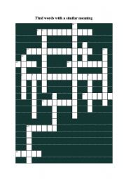 English Worksheet: Crossword puzzle similar meanings