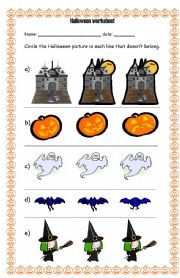 English Worksheet: Halloween worksheet for pre-school children