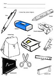 English Worksheet: Classroom Objects