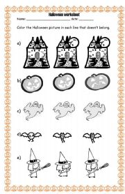 English Worksheet: halloween colouring picture