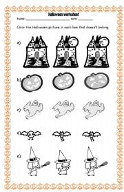 English worksheet: halloween colouring picture