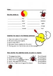 English Worksheet: Article, nouns and adjectives