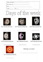 English worksheet: Days of the week