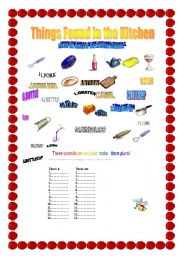 English Worksheet: things in the kitchen