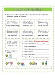 English Worksheet: seasons and weather 3