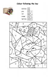 English Worksheet: Colour by numbers for young children