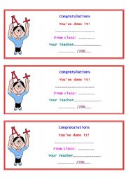 English Worksheet: Congratulations