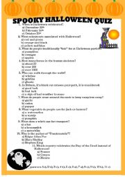 English Worksheet: Spooky Halloween Quiz