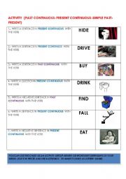 English Worksheet: PRESENT CONTINUOS- PAST CONTINUOS - SIMPLE PRESENT- SIMPLE PAST ACTIVITY