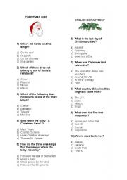 English Worksheet: CHRISTMAS  QUIZ