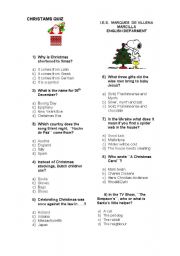English Worksheet: CHRISTMAS  QUIZ