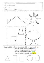 English Worksheet: Shapes and colours