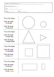 English worksheet: Shapes and colours