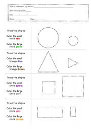 English Worksheet: Shapes and colours