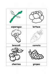 English worksheet: vegetables and fruits