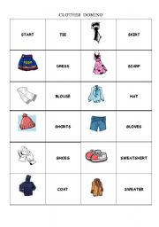 English Worksheet: Clothes Dominoes