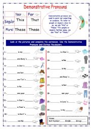 English Worksheet: This, That, Those, These (using clothes vocabulary)