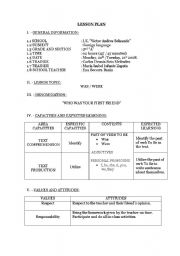 English Worksheet: Lesson plan