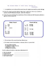 English worksheet: The present tense of other verbs