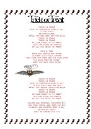 English Worksheet: Trick or treats song