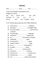 English Worksheet: Passive voice worksheet