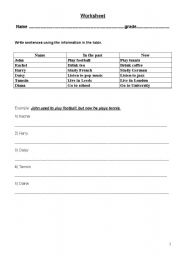 English worksheet: used to