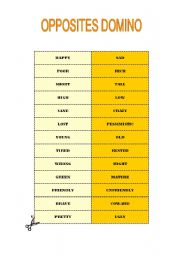 English Worksheet: opposites domino