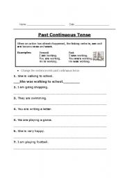 English worksheet: Past Continuous Tense