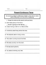 English worksheet: Present Continuous Tense