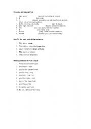 English worksheet: exercise on simple past