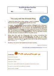 English Worksheet: The Lady with the Emerald ring- Halloween short story