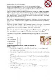 English Worksheet: teenagers agaist smoking