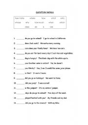 English Worksheet: QUESTION WORDS