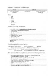 English Worksheet: Indirect Comands and Requests