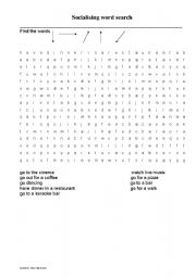 English Worksheet: Socialising word search