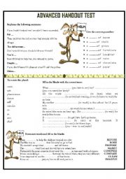 English Worksheet: ADVANCED HANDOUT TEST