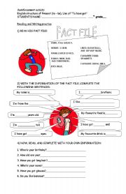 English Worksheet: a fact file for students 