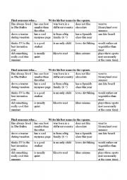 English Worksheet: Class Search Oral Activity