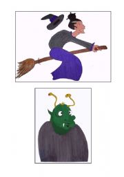 English worksheet: witch and monster