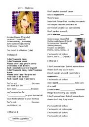 English Worksheet: Sorry - Madonna