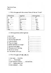 English Worksheet: test verb 