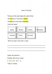 English worksheet: Days of the week