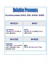 English Worksheet: relative pronouns