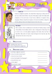 English Worksheet: reading time